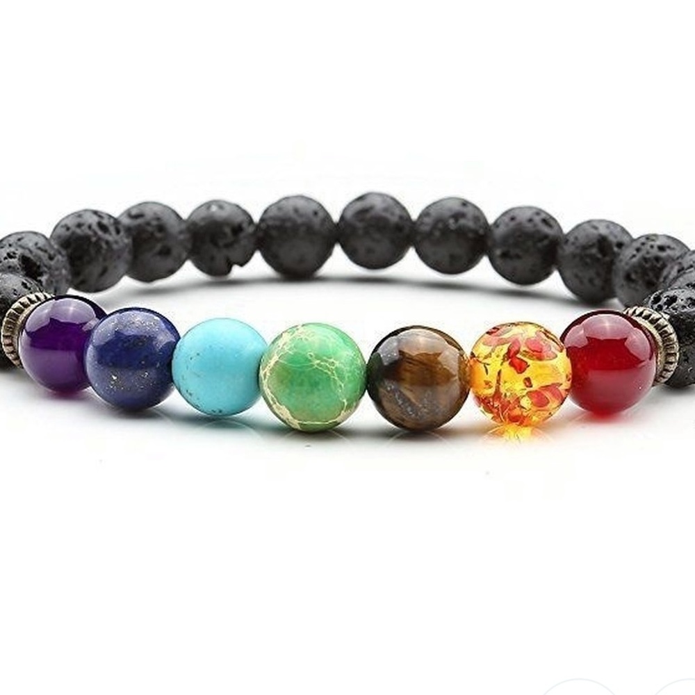 7 Chakra Beaded Healing & Lava Stones Bracelet